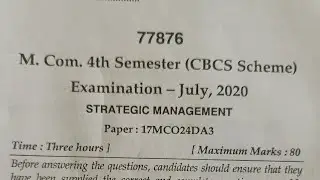 MDU, M.com 4th sem | Strategic Management - Question paper