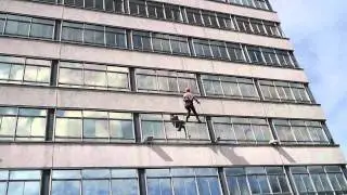 John Denley Abseiling from UW HQ