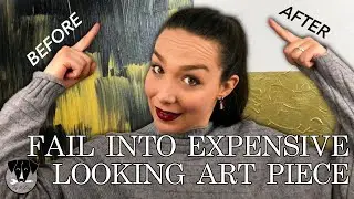 MAKEOVER BEFORE AFTER DIY ACRYLIC PAINTING - from fail to expensive looking art piece