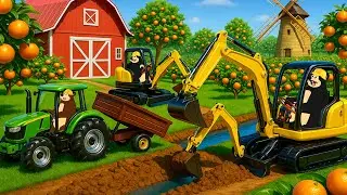 Farm Work Day 🚜🍊 | Growing & Harvesting Oranges | Real Farm Animation