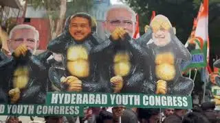 The Youth #Congress leaders, supporters Unique protests against #BJP Central govt