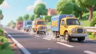 Tiny Trucks Splash Along the Road | Kids Songs & Nursery Rhymes