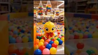 a little duck bought small balls to make a rainbow ball pool🌈🏊 #petvlog #cute #ball #duck  #shorts