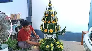 บายศรีงานบวชสีโทนเหลือง