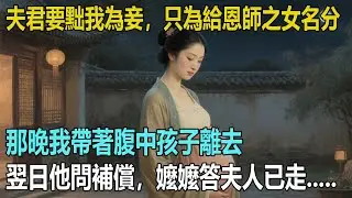 夫君要黜我為妾，只為給恩師之女名分，那晚我帶著腹中孩子離去，翌日他問嬤嬤「她要什麼補償」嬤嬤愣住「夫人昨夜就離開了」#故事