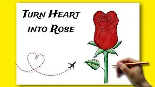 Turn Heart Into Rose 🌹 How To Draw A Rose.