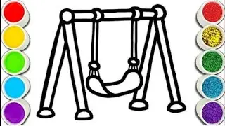How to Draw Playground Swing Cradle Drawing, Painting, Coloring for kids & Toddlers | Swing Drawing