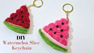 DIY Pipe Cleaner Watermelon Slice Keychain | Cute Pom-Pom Summer Craft