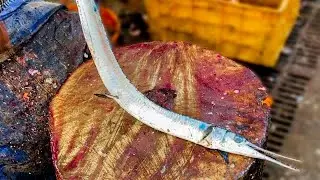 Exciting!! Freshwater Needlefish Garfish Cutting Skills | Live Freshwater Fish Cutting Skills 2023