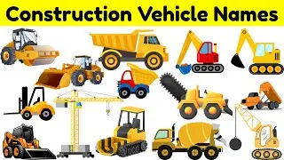Construction Vehicle Names in English & Hindi | JCB, Excavator, Crane | Names of construction veh...
