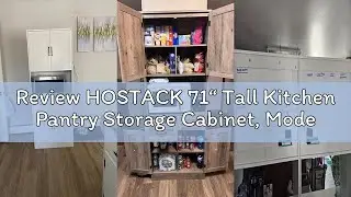 Review HOSTACK 71&ldquo; Tall Kitchen Pantry Storage Cabinet, Modern Kitchen Hutch Bar Cabinet with Microw