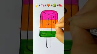 🍦+🦄+🦊+🥝+🍉 mix emoji drawing || Creative art #아일릿 #abproject #magnetic #shortfeed #creativeartmix