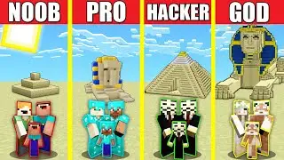 Minecraft Battle: DESERT SAND HOUSE BUILD CHALLENGE - NOOB vs PRO vs HACKER vs GOD / Animation