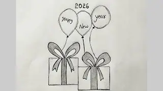 Happy New Year 2026 Drawing 😍🎈✨ #HappyNewYear2026 #NewYearDrawing #EasyDrawing #2026 