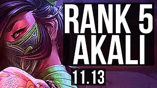AKALI vs FIDDLESTICKS (MID) | Rank 5 Akali, Legendary, 12/4/8 | TR Grandmaster | v11.13
