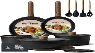 CAROTE 19pcs Pots and Pans Non Stick Cookware Sets Detachable Handle Induction