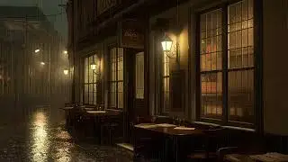 a cozy rain at coffee shop ambiance with rain sound