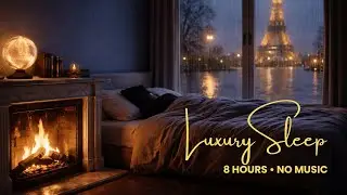 Rain in Paris & Burning Fireplace | Luxury Apartment Ambience for Deep Sleep  #asmr #sleepmusic
