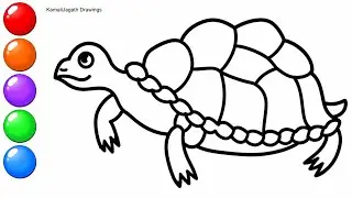 Tortoise easy drawing || How to Draw a Tortoise step by step || Simple Tortoise Drawing Colouring