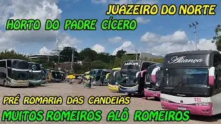 VEJA ROMERIOS ROMARIA DE NOSSA SENHORA DAS CANDEIAS MUITOS ÔNIBUS NO HROTO DO PADRINHO JUAZEIRO