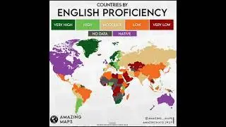 Countries by English Proficiency! #map #english #proficiency #youtubeshorts