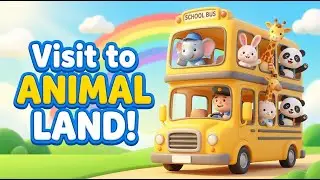 Wheels on the bus | Visit To Animal Land  | Fun Animal Nursery Rhyme for Kids | Sing Along & Learn