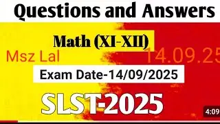 Math XI-XII SLST 2025 Questions and Answers WBSSC #ischool #slst2025