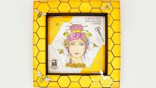 Mixed Media Box Frame Using Sew Lovely Pink Ink Designs Stamps.