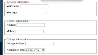 User Interface Using HTML & CSS |  fieldset tag | Legend tag | Label tag | input tag | HTML | CSS