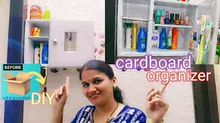 DIY for cardboard box bathroom cabinet from cardboard organizer कबाड़ से जुगाड# diy#