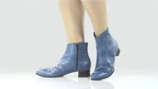 Miista Ryan Blue Embossed Leather Booties
