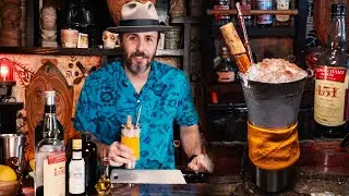 In the glass that it was served in! [151 Swizzle/ vintage tiki]