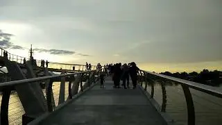 Sunset and fountain light show at Kuching Waterfront, Sarawak Malaysia.