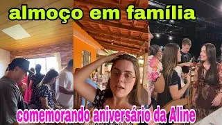 🌟 Emily Mazetto almo&ccedil;o em fam&iacute;lia no s&iacute;tio+comemorando anivers&aacute;rio da Aline 