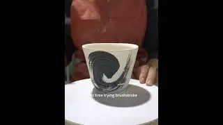 Trying brush stroke on pottery #craft #pottery #ceramic #handmadepottery #handmade #ceramicart