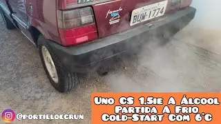 PARTIDA A FRIO (COLD-START) DO UNO CS 1.5IE A ÁLCOOL! 6°C AQUI NO RS! 🥶❄️