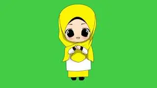 Green Screen Animasi wanita berhijab kuning berbicara #gratis #nocopyright #bebas #nocopyright