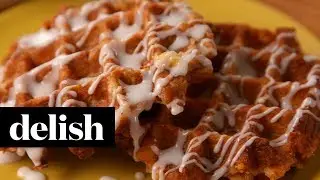 Cinnamon Roll Waffles | Delish + Krups