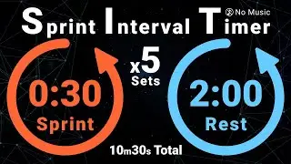 5-Sets Sprint Interval Timer: 30s Sprint / 2min Rest (10m30s Total, No Music)