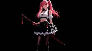 1 Hours Pink Hair Gothic Anime Girl with Katana | 4K 4096x2304 Live Wallpaper