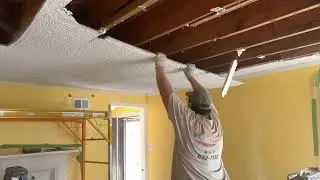 Slow motion - Pulling down a sagging ceiling in Williamsville NY 14221