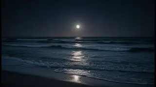 Fall Asleep Fast 🌕 Full Moon Beach Ambience | Dark Ocean Night Waves