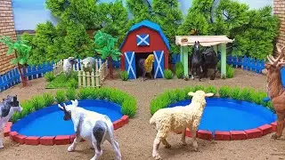 DIY Mini Farm Make a pond for pets and build a cowshed | supply water with a mini pump #23