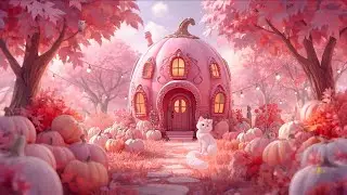 🍂 Pastel Pink Autumn Wonderland ✨ Cozy Pumpkin Cottage Aesthetic | Relaxing Music 1 Hour Loop