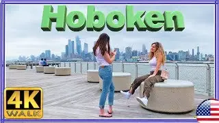 【4K】WALK Hoboken NJ waterfront walking tour NEW YORK Skyline USA 4k