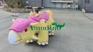 Pink & Yellow Dinosaur Ride for Playgrounds