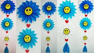 Beautiful paper flower wall hanging|smile paper flower wall hanging|diy|@Rudiartcraftlover