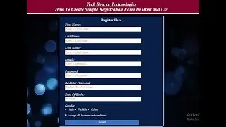 Registration Form in Html and Css | Html and Css Simple Registration Form