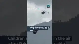 Children stuck 1,000ft in the air after Pakistan chairlift cable snaps #ITVnews #Pakistan