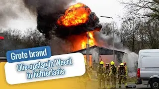 Zeer grote brand loods met oliehoudende producten naast tankstation Kempenweg Weert
